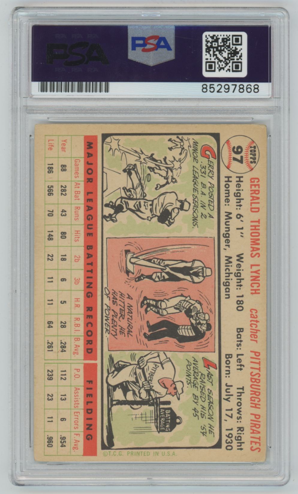 1956 Topps Jerry Lynch #97 Auto - PSA/DNA Authentic