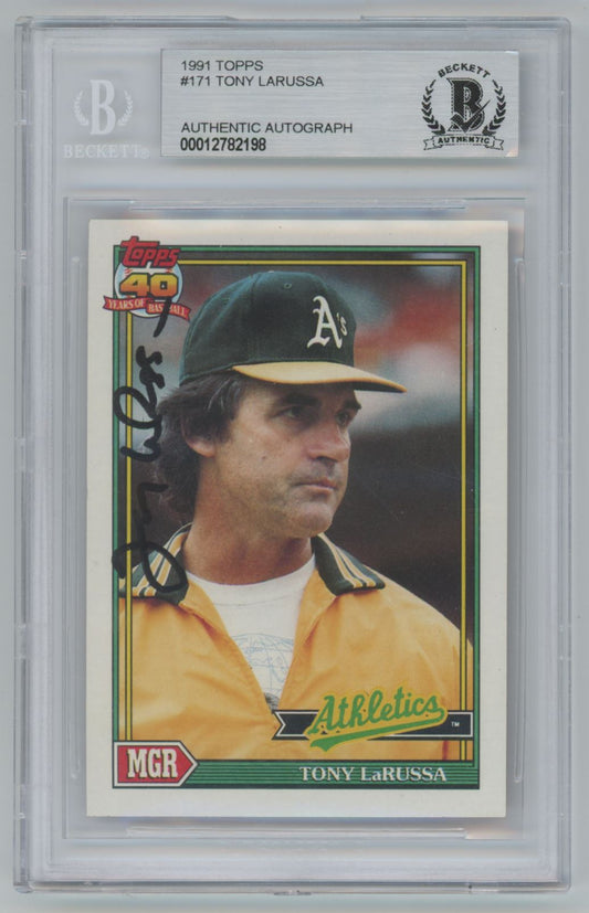 1991 Topps Tony Larussa #171 Auto - Beckett Authentic