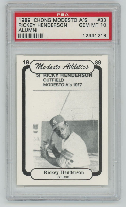 1989 Chong Modesto A's Alumni Rickey Henderson #3 - PSA 10