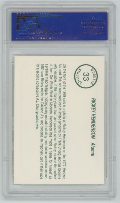 1989 Chong Modesto A's Alumni Rickey Henderson #3 - PSA 10