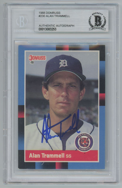 1988 Donruss #230 Alan Trammell Auto - Beckett Authentic