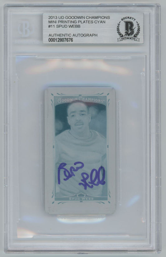 2013 UD Goodwin Champions Spud Webb Mini "Cyan" Printing Plate Auto - Beckett Authentic