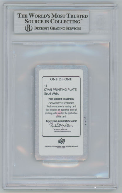 2013 UD Goodwin Champions Spud Webb Mini "Cyan" Printing Plate Auto - Beckett Authentic