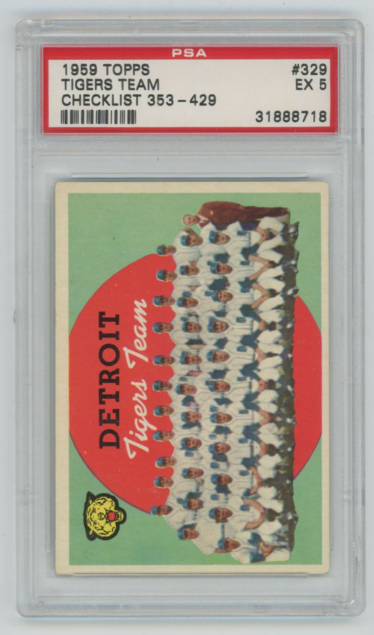 1959 Topps Tigers Team Checklist #353-429 (PSA 5)