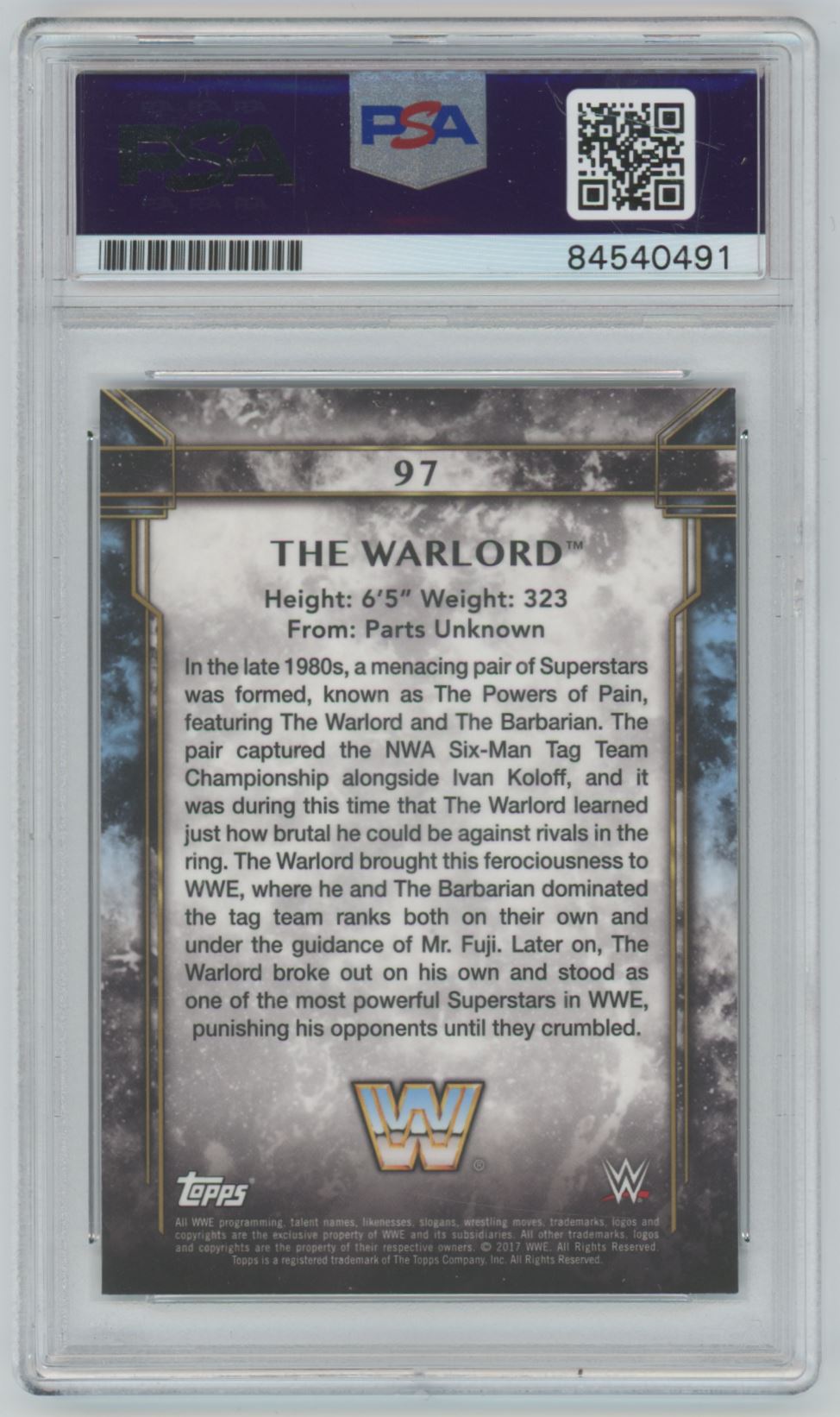 2017 Topps WWE Warlord Auto - PSA/DNA