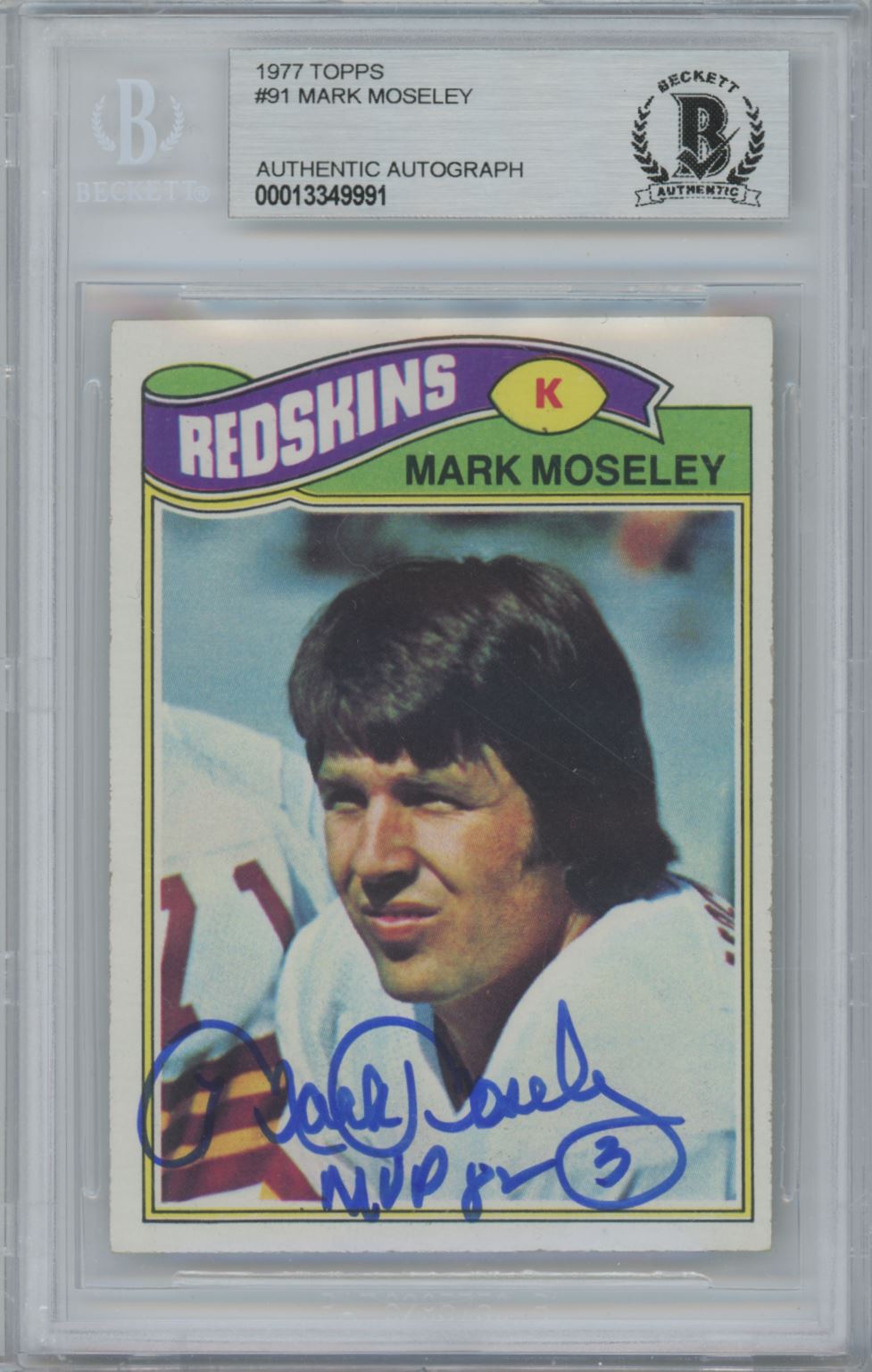 1977 Topps #91 Mark Moseley Auto - Beckett Authentic