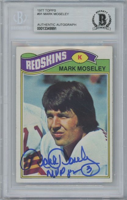 1977 Topps #91 Mark Moseley Auto - Beckett Authentic