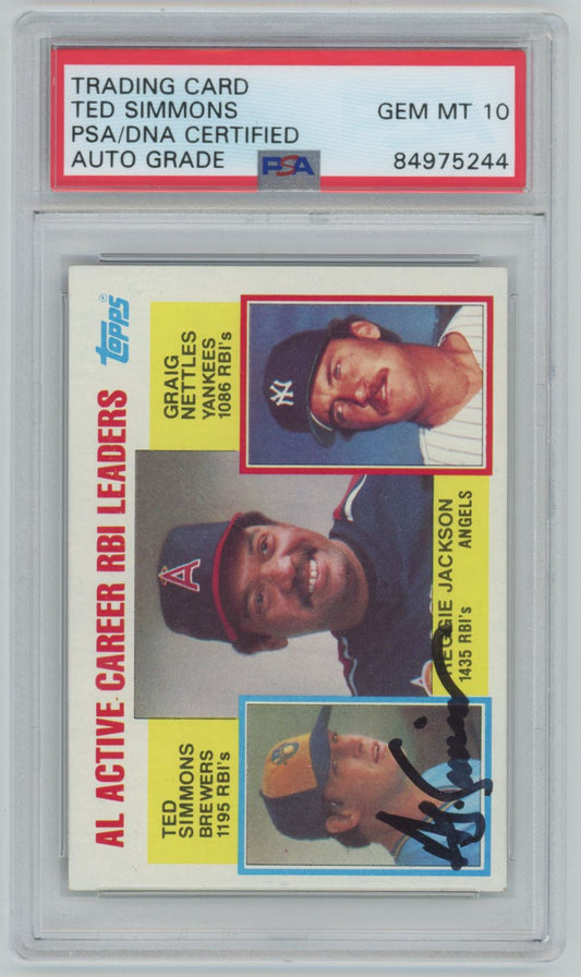 1984 Topps RBI Leaders #713 Ted Simmons Auto - PSA/DNA auto grade 10