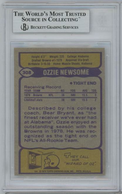 1979 Topps #308 Ozzie Newsome Rookie Card Auto - Beckett Authentic