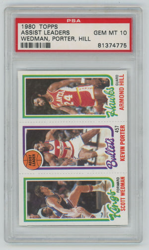 1980-81 Topps Assist Leader Kevin Porter, Scott Wedman, Armond Hill - PSA 10