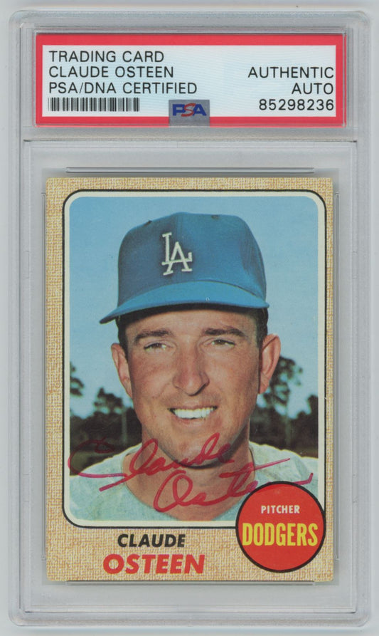 1968 Topps Claude Osteen Auto - PSA/DNA Authentic (8236)