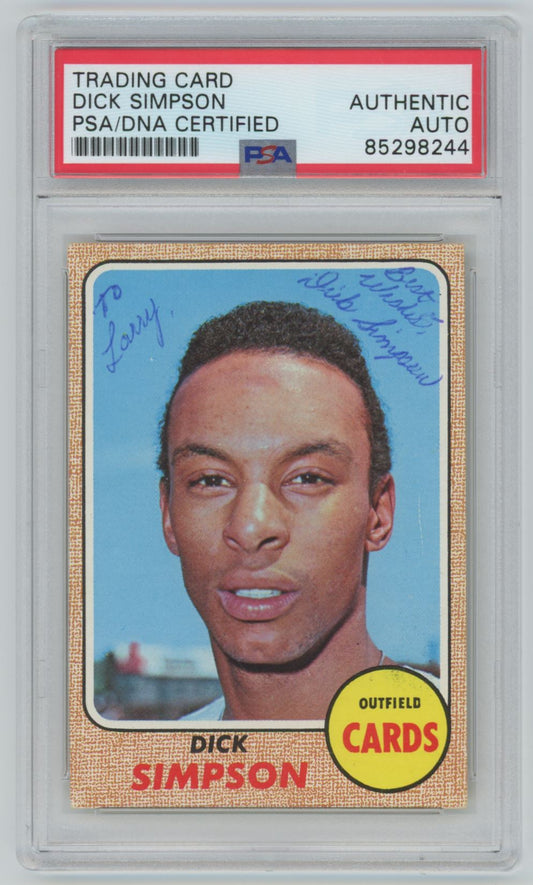 1968 Topps Dick Simpson "Best Wishes" Auto - PSA/DNA Authentic (8244)