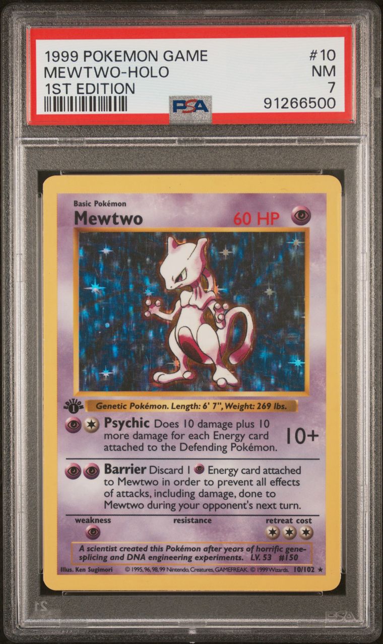 1999 POKEMON GAME MEWTWO HOLO 1ST EDITION #10 PSA 7