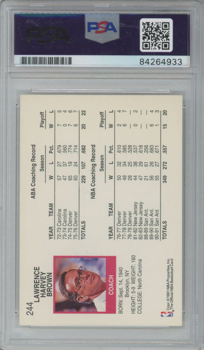1991 NBA Hoops Larry Brown #244 Auto - PSA/DNA