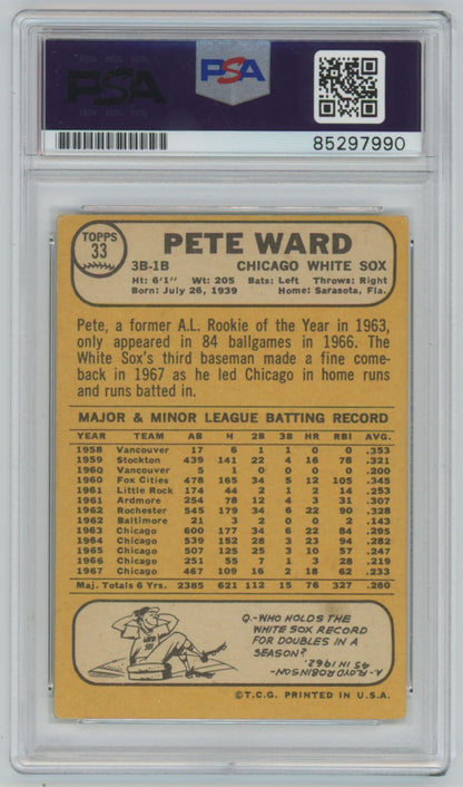 1968 Topps Pete Ward Auto - PSA/DNA Authentic (7990)