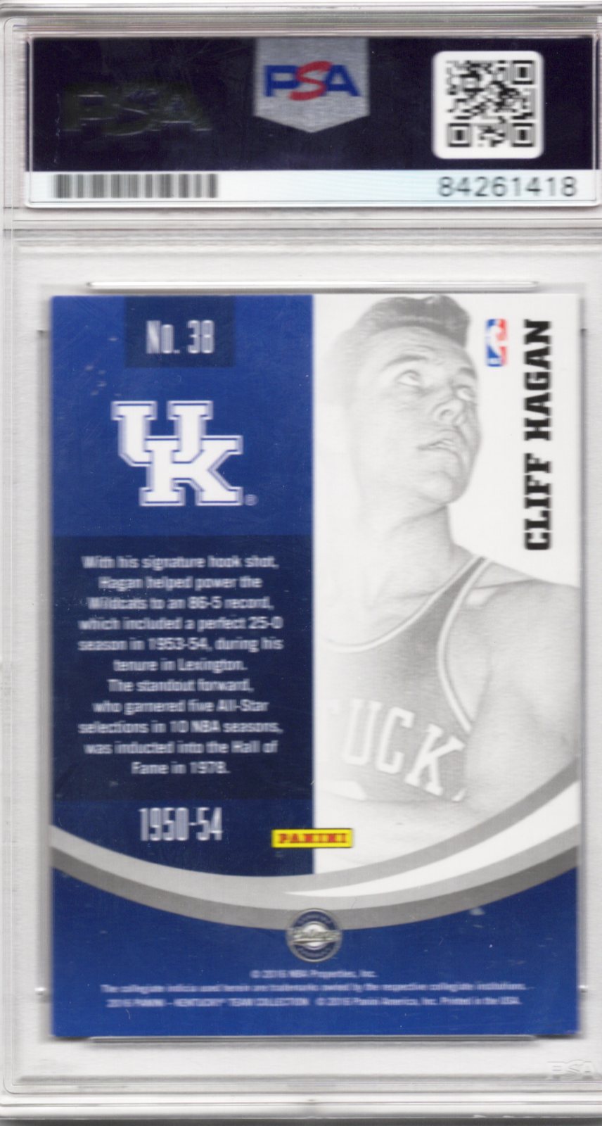 2016 PANINI CLIFF HAGAN KENTUCKY AUTO PSA/DNA (1418)