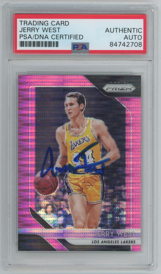 2018 Panini Prizm Pink Pulsar /42 Jerry West Auto - PSA/DNA