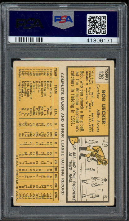 1963 Topps #126 Bob Uecker Autograph PSA Authentic (6171)