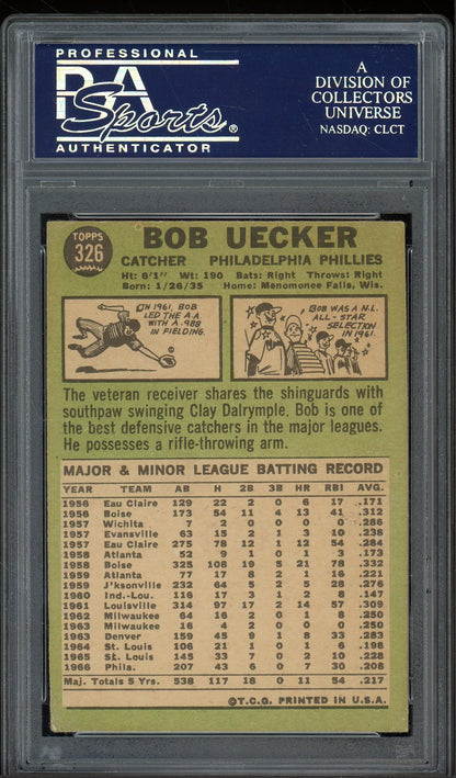 1967 Topps #326 Bob Uecker Autograph PSA Authentic