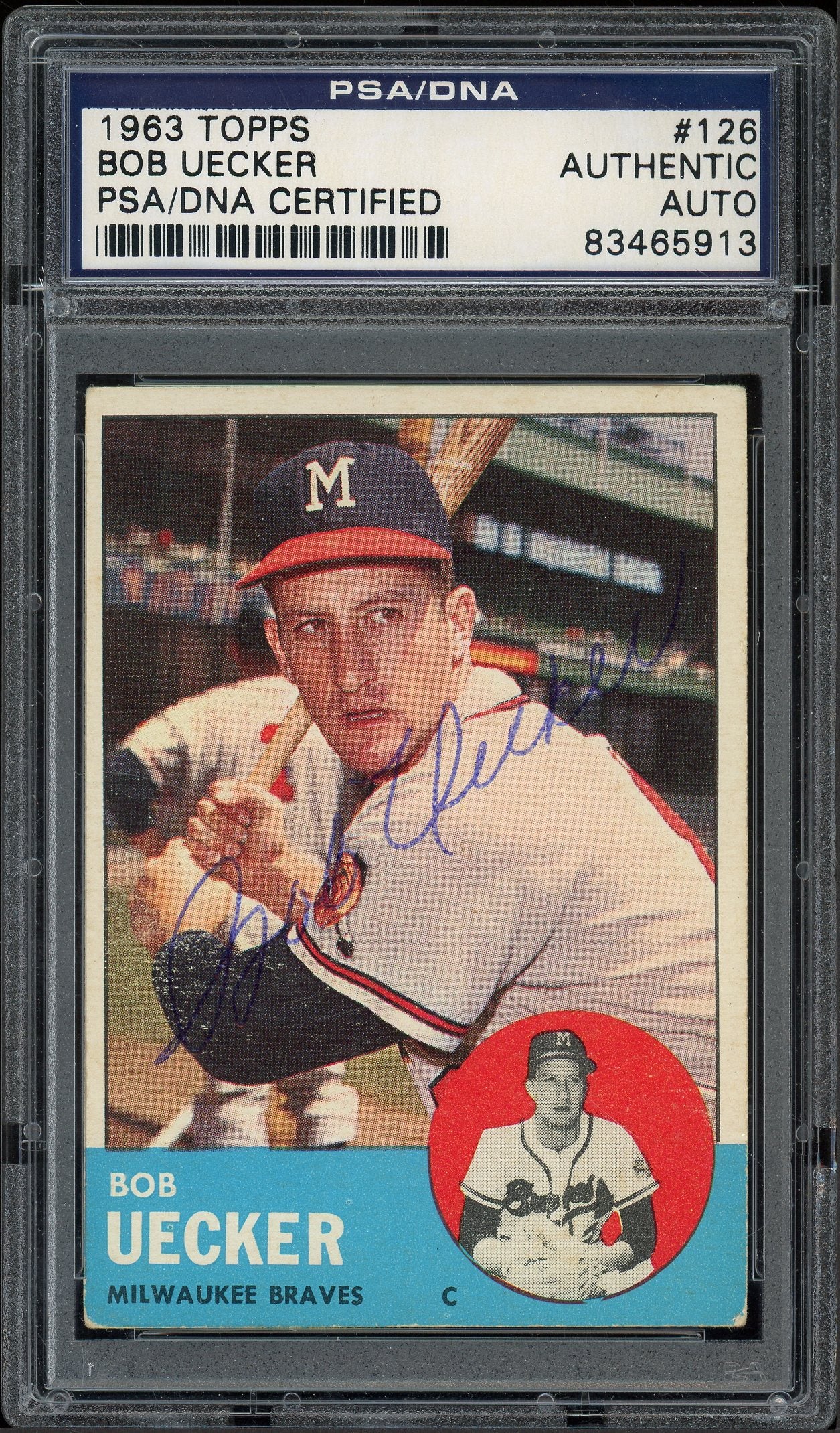 1963 Topps #126 Bob Uecker Autograph PSA Authentic (5913)