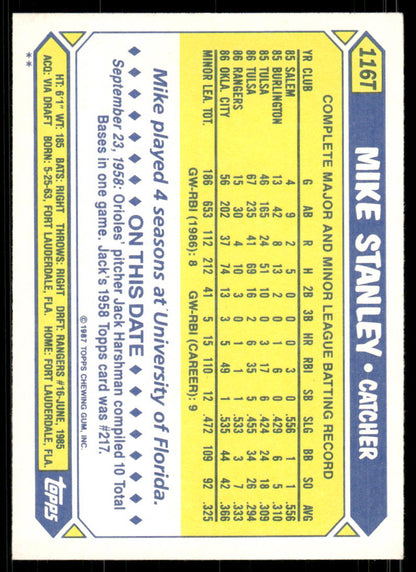 1987 Topps Traded #116T Mike Stanley