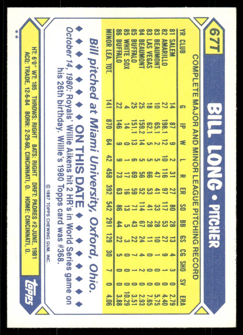 1987 Topps Traded #67T Bill Long