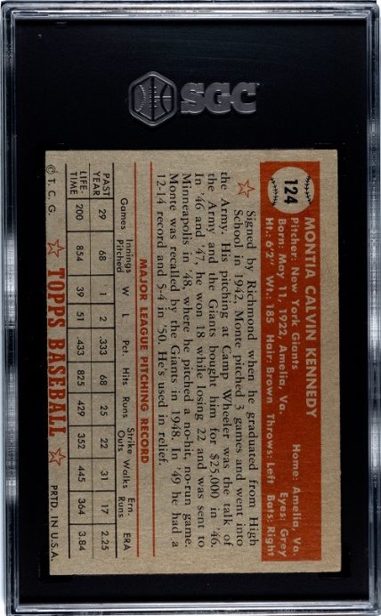 1952 Topps #124 Monte Kennedy SGC 4.5