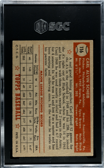 1952 Topps #116 Carl Scheib SGC 4.5