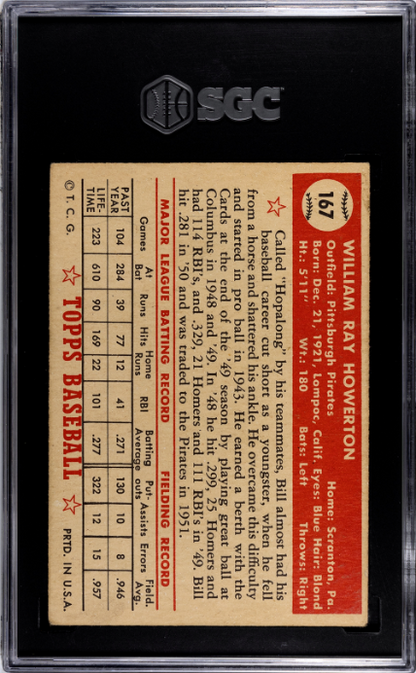 1952 Topps #167 Bill Howerton SGC 4