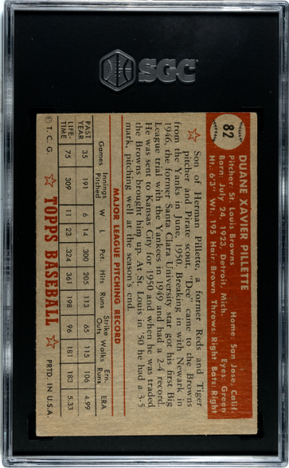 1952 Topps #82 Duane Pillette SGC 4.5