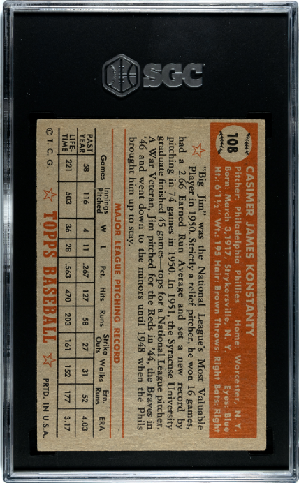 1952 Topps #108 Jim Konstanty SGC 4.5