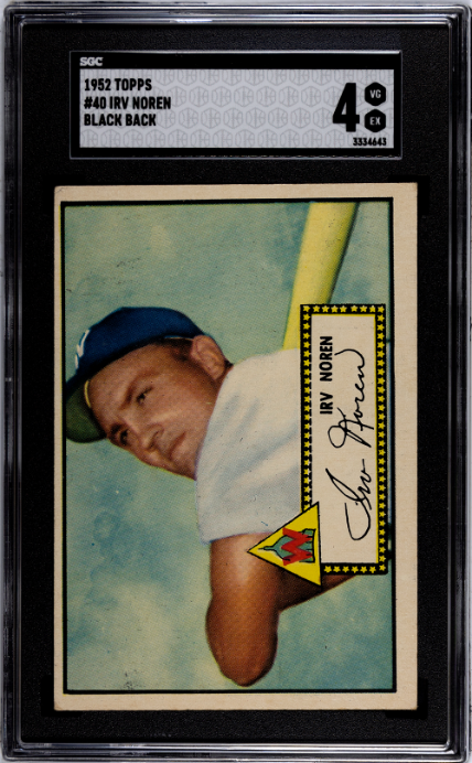 1952 Topps #40 Irv Noren Black Back SGC 4