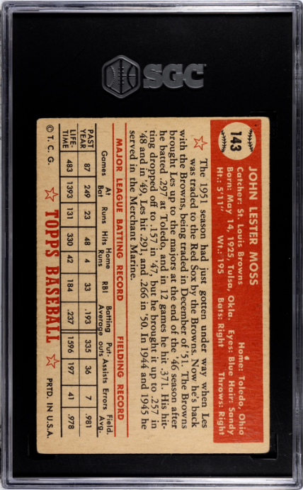 1952 Topps #143 Les Moss SGC 4.5