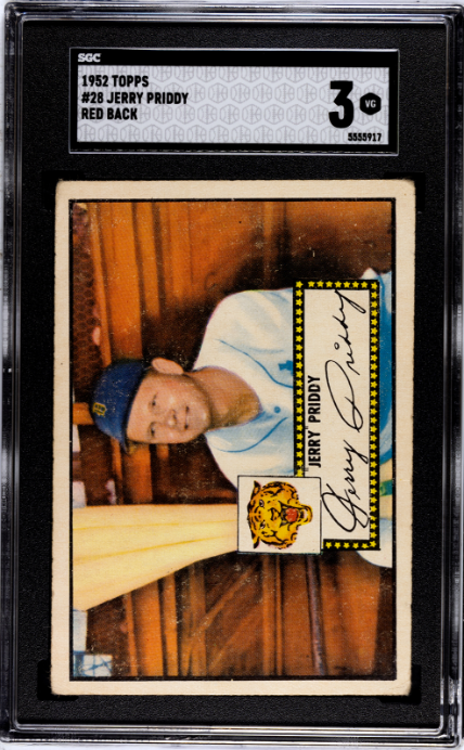 1952 Topps #28 Jerry Priddy Red Back SGC 3