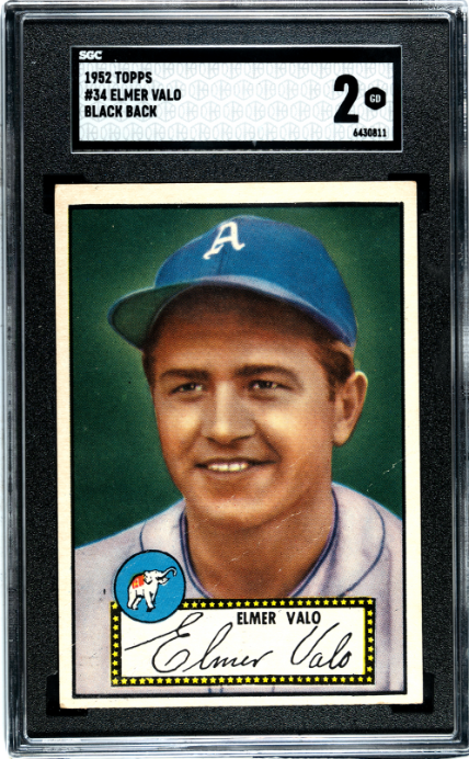 1952 Topps #34 Elmer Valo Black Back SGC 2