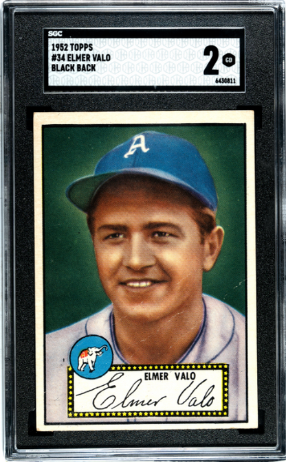 1952 Topps #34 Elmer Valo Black Back SGC 2