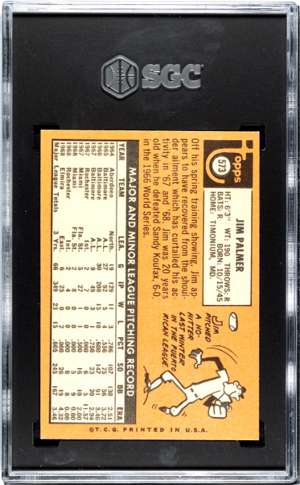 1969 Topps #573 Jim Palmer SGC 4