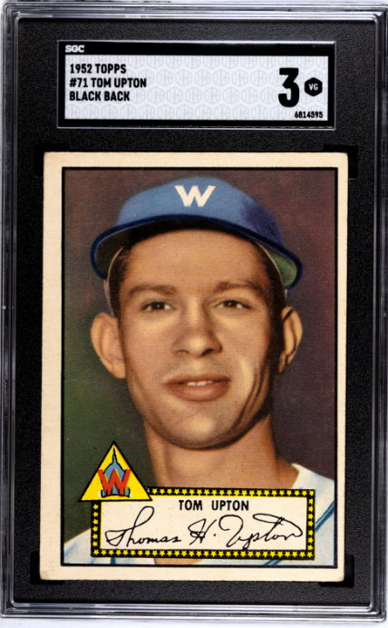 1952 Topps #71 Tom Upton Black Back SGC 3