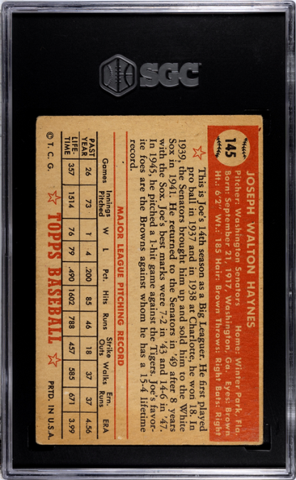 1952 Topps #145 Joe Haynes SGC 2