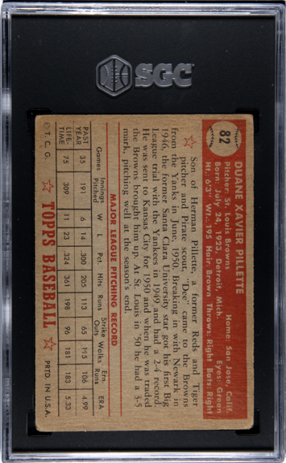 1952 Topps #82 Duane Pillette SGC 3