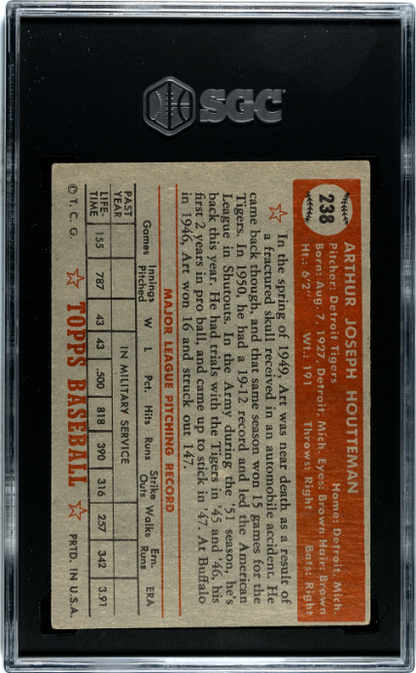 1952 Topps #238 Art Houtteman SGC 4.5