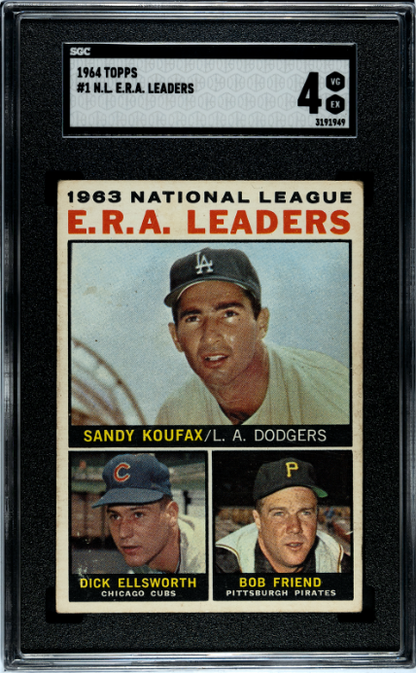 1964 Topps #1 N.L. E.R.A. Leaders SGC 4