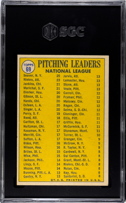 1970 Topps #69 N.L. Pitching Leaders SGC 5