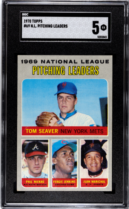 1970 Topps #69 N.L. Pitching Leaders SGC 5