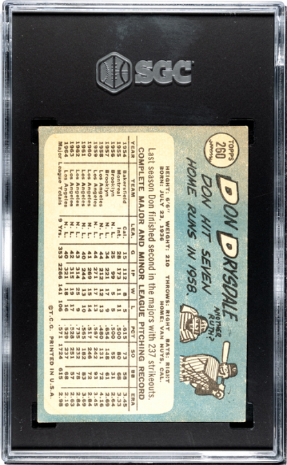 1965 Topps #260 Don Drysdale SGC 4