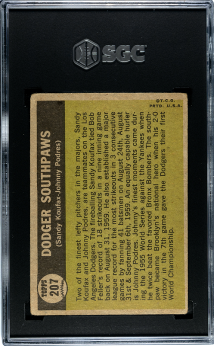 1961 Topps #207 Dodger Southpaws SGC 2.5