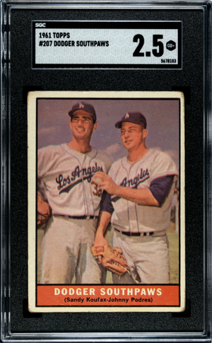 1961 Topps #207 Dodger Southpaws SGC 2.5