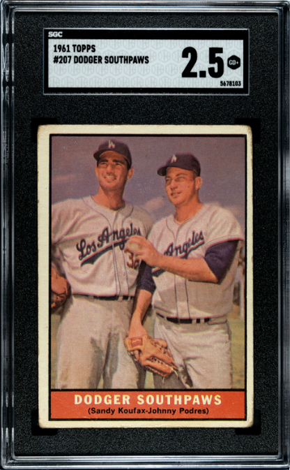 1961 Topps #207 Dodger Southpaws SGC 2.5