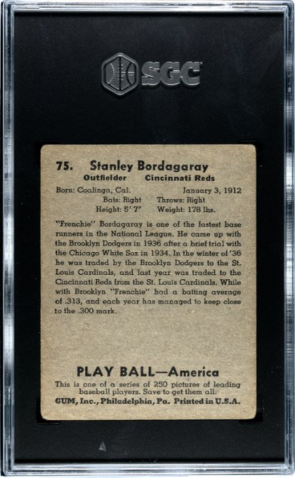 1939 Playball #75 Stanley Bordagaray SGC 2