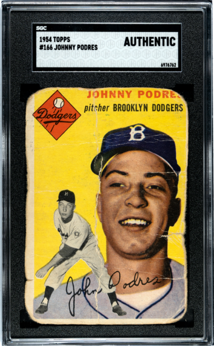 1954 Topps #166 Johnny Podres SGC Authentic